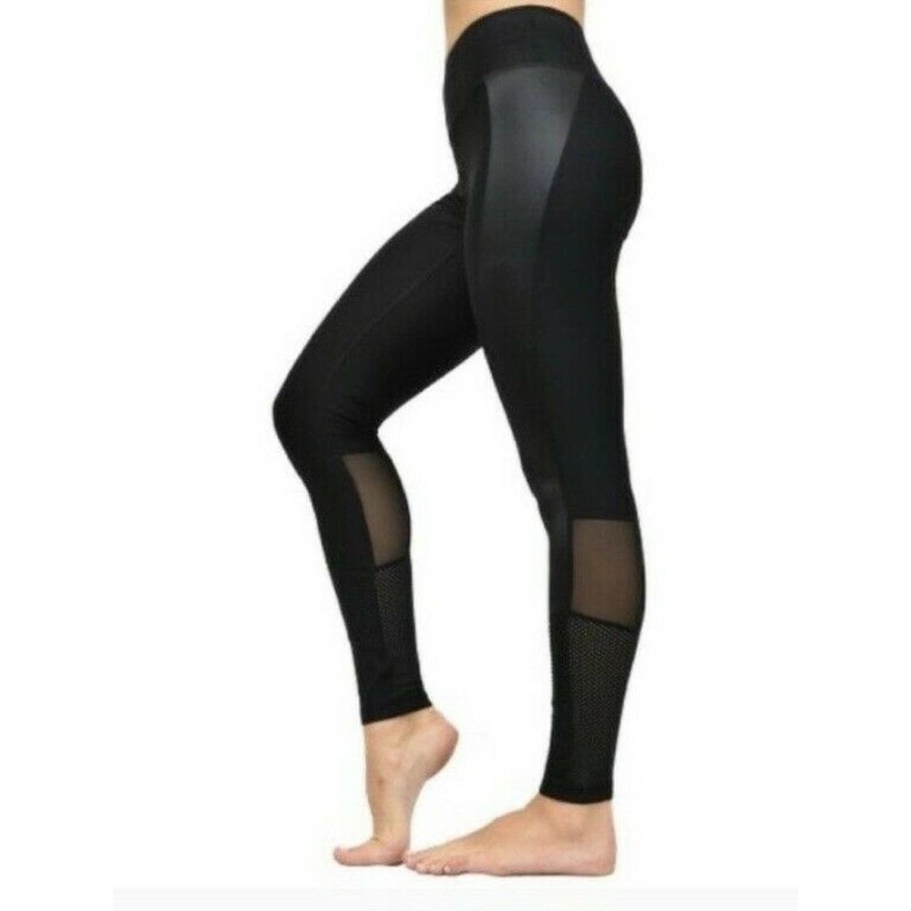 Central Park Sport Black Panel Leggings Size M